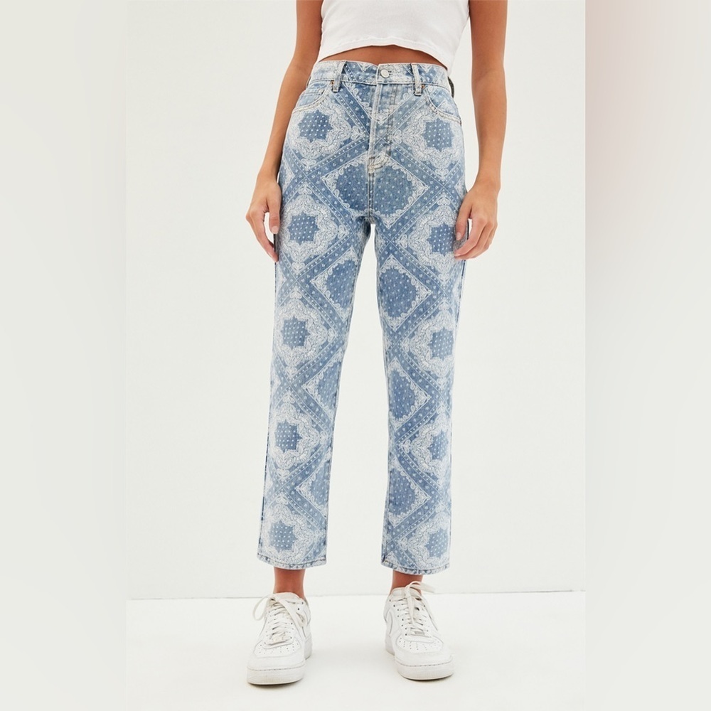 PACSUN Bandana Print High Rise Straight Jean